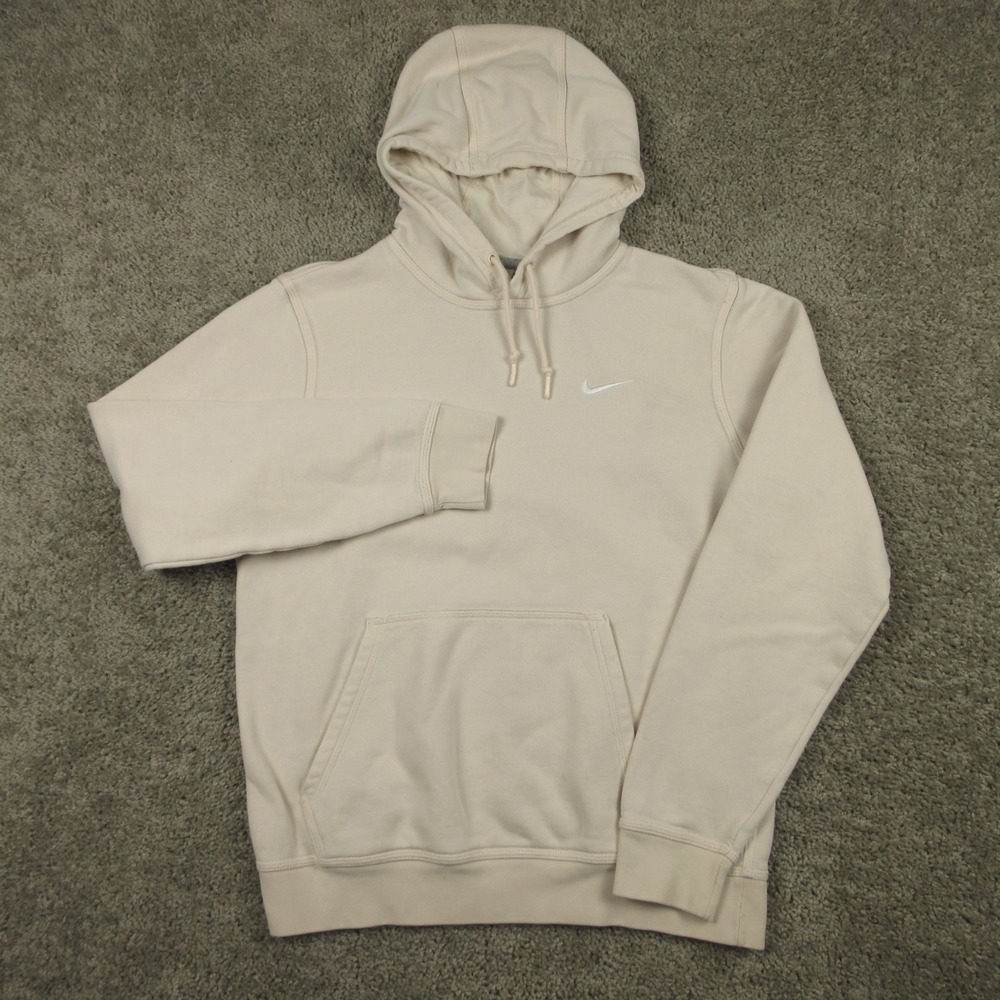 Nike Sweater Mens Medium Beige Sportswear Club Fleece Pullover Hoodie Sweatshirt